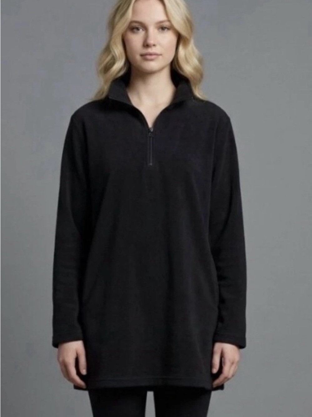 Lands' End Black Partial Zip Pullover Coat or Jacket